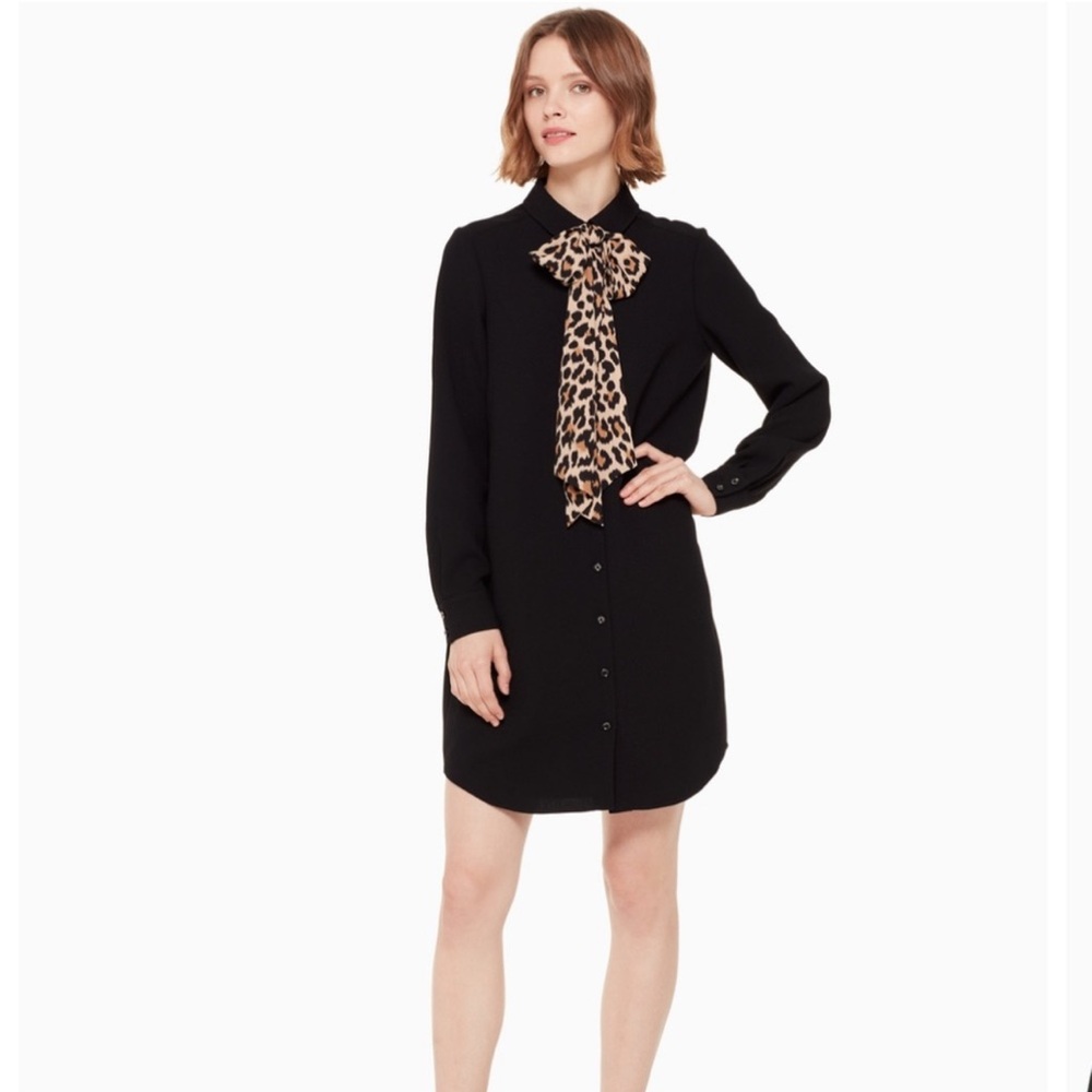 Kate Spade Black Shirt with Leopard Print Accent- special piece